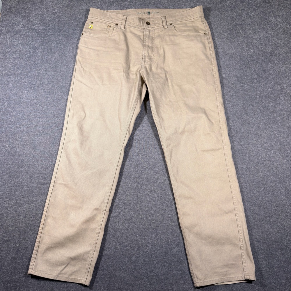 Duck Head Pants Mens 36x30 Khaki Tan Canvas 1865 Pocket Chino Straight Stretch